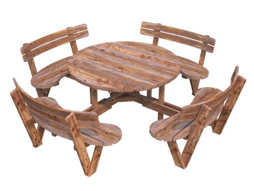 Dřevěný zahradní párty stůl s lavicemi PALMAKO OLIVER - hnědá impregnace