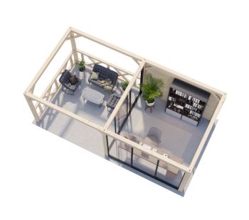 Zahradní domek Bianca 16,6  m2 s posuvnými dveřmi (Set 204) (2)