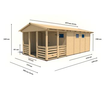 Zahradní altán Herold A3366 D Plus s boční stěnou a terasovou podlahou(12,6 + 6,3 m2) (2)