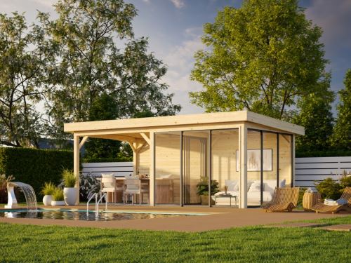Zahradní domek Lenna 16,6  m2 s posuvnými dveřmi (Set 406)