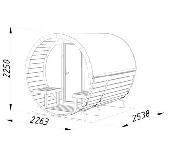 Barelová sauna Anita 1,3 + 0,7 m2 (bez kamen) - prosklenná (3)