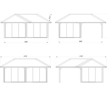 Zahradní domek s pergolou Bianca 24,9 m2  (s posuvnými dveřmi s dvojitým sklem) - Set 523 (3)