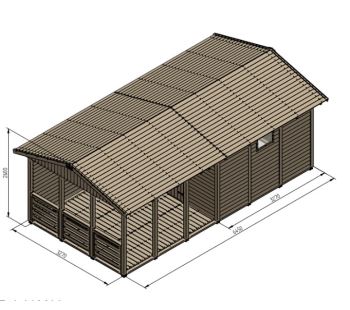 Zahradní altán Herold A3366 C Plus s boční stěnou a terasovou podlahou  (10,7 + 10,4 m2) (6)