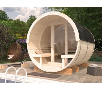 Barelová sauna Anita 1,3 + 0,7 m2 (bez kamen) - prosklenná (8)