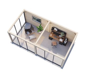 Zahradní domek Lenna 16,6  m2 s posuvnými dveřmi (Set 402) (2)