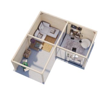 Zahradní domek s pergolou Bianca 24,9 m2  (s posuvnými dveřmi) - Set 212 (2)