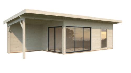 Zahradní domek Andrea 17,1 + 7,9 m2 s posuvnými dveřmi s dvojitým sklem