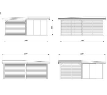 Zahradní domek Lenna 24,9  m2 s posuvnými dveřmi (Set 411) (3)