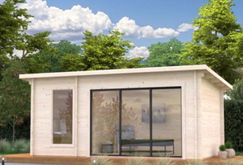 Sauna Sanna 12,8 m2 s posuvnými dveřmi s dvojitým sklem
