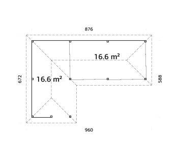 Zahradní domek s pergolou Bianca 33,2 m2  (s posuvnými dveřmi s dvojitým sklem) - Set 521 (4)