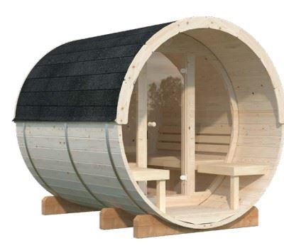 Barelová sauna Anita 1,3 + 0,7 m2 (bez kamen) - prosklenná