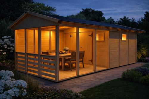 Zahradní altán Herold A3366 C s terasovou podlahou (9,6 + 9,6 m2)