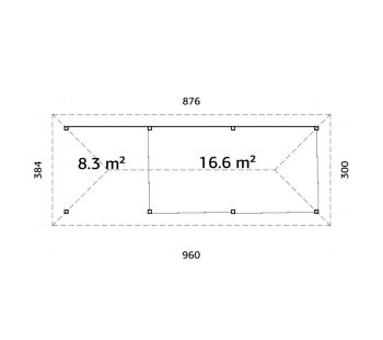 Zahradní domek s pergolou Bianca 24,9 m2  (s posuvnými dveřmi) - Set 218 (4)