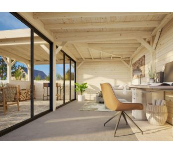 Zahradní domek Lenna 24,9 m2 s posuvnými dveřmi s dvojitým sklem (Set 723) (1)