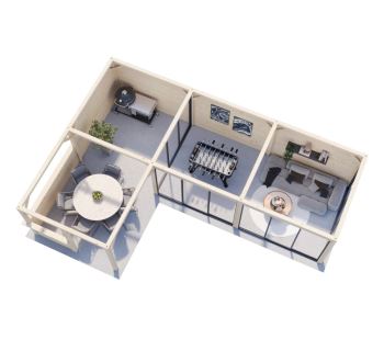 Zahradní domek s pergolou Bianca 33,2 m2  (s posuvnými dveřmi s dvojitým sklem) - Set 521 (2)