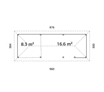 Zahradní domek s pergolou Bianca 24,9 m2  (s posuvnými dveřmi s dvojitým sklem) - Set 515 (5)