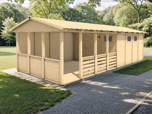 Zahradní altán Herold A3388 D Plus s boční stěnou a terasovou podlahou(14,1 + 13,9  m2)
