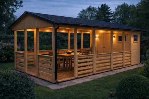 Zahradní altán Herold A3366 AA s terasovou podlahou (3,5 + 17,6  m2)