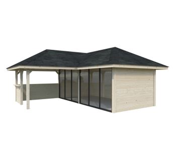 Zahradní domek s pergolou Bianca 24,9 m2  (s posuvnými dveřmi s dvojitým sklem) - Set 522 (6)