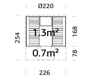 Barelová sauna Anita 1,3 + 0,7 m2 (bez kamen) - prosklenná (4)