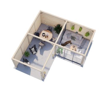 Zahradní domek Lenna 24,9  m2 s posuvnými dveřmi (Set 411) (2)