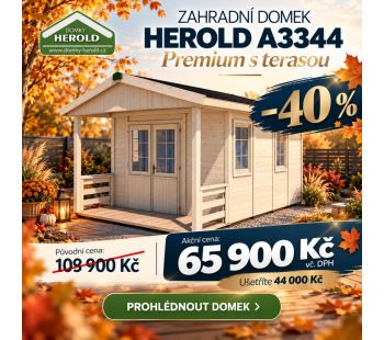 Zahradní domek HEROLD A3344 Premium s terasou (14,1+3,5 m2)