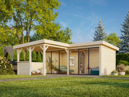 Zahradní domek Lenna 24,9 m2 s posuvnými dveřmi s dvojitým sklem (Set 722)