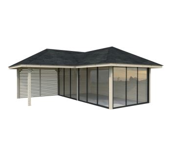 Zahradní domek s pergolou Bianca 24,9 m2  (s posuvnými dveřmi) - Set 214 (6)