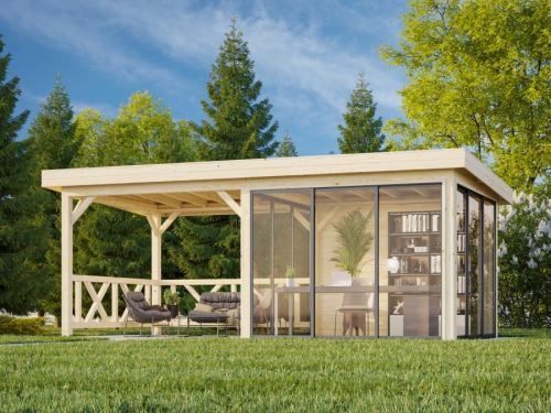 Zahradní domek Lenna 16,6  m2 s posuvnými dveřmi (Set 404)