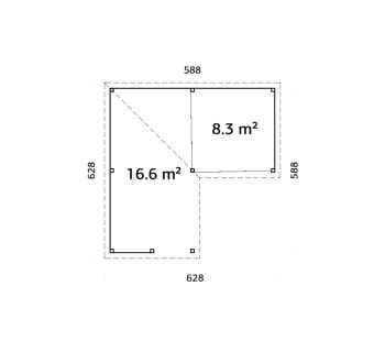 Zahradní domek Lenna 24,9  m2 s posuvnými dveřmi (Set 409) (4)