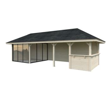 Zahradní domek s pergolou Bianca 24,9 m2  (s posuvnými dveřmi s dvojitým sklem) - Set 515 (7)