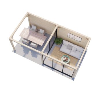 Zahradní domek Lenna 16,6  m2 s posuvnými dveřmi (Set 406) (2)