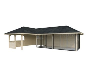 Zahradní domek s pergolou Bianca 33,2 m2  (s posuvnými dveřmi s dvojitým sklem) - Set 521 (6)