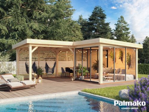 Zahradní domek Lenna 24,9  m2 s posuvnými dveřmi (Set 411)