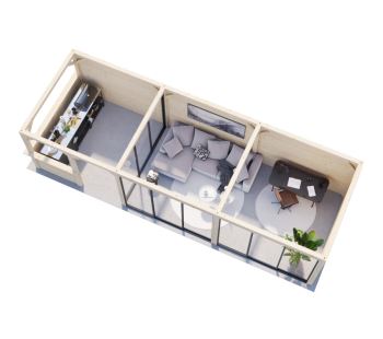 Zahradní domek s pergolou Bianca 24,9 m2  (s posuvnými dveřmi s dvojitým sklem) - Set 519 (2)