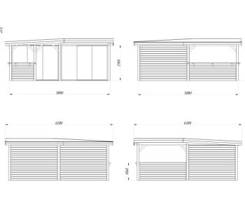 Zahradní domek Lenna 24,9  m2 s posuvnými dveřmi (Set 422) (3)