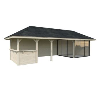Zahradní domek s pergolou Bianca 24,9 m2  (s posuvnými dveřmi) - Set 215 (6)
