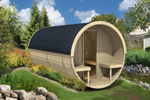 Barelová sauna 400 thermowood, s kamny na dřevo