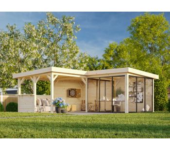 Zahradní domek Lenna 24,9  m2 s posuvnými dveřmi s dvojitým sklem (Set 710)