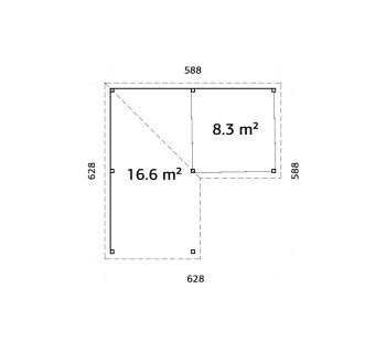 Zahradní domek Lenna 24,9  m2 s posuvnými dveřmi (Set 411) (4)