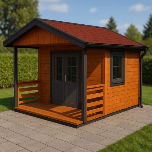 Zahradní domek HEROLD A3322 Premium s terasou (7,2 + 3,5 m2) "na klíč"