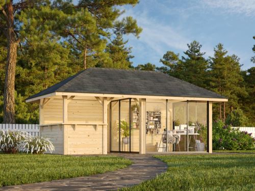 Zahradní domek Bianca 16,6  m2 s posuvnými dveřmi s dvojitým sklem (Set 508)