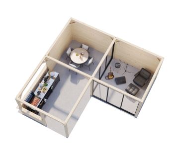 Zahradní domek Lenna 24,9  m2 s posuvnými dveřmi (Set 409) (2)