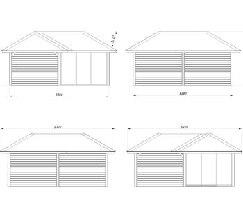 Zahradní domek s pergolou Bianca 24,9 m2  (s posuvnými dveřmi) - Set 212 (3)