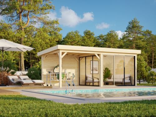 Zahradní domek Lenna 16,6  m2 s posuvnými dveřmi (Set 405)