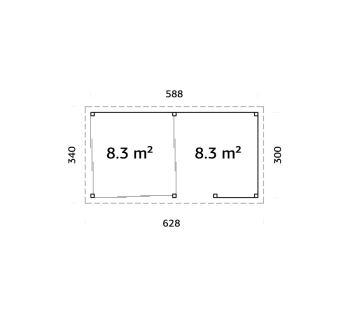 Zahradní domek Lenna 16,6  m2 s posuvnými dveřmi (Set 408) (5)