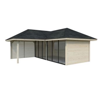 Zahradní domek s pergolou Bianca 24,9 m2  (s posuvnými dveřmi) - Set 213 (6)