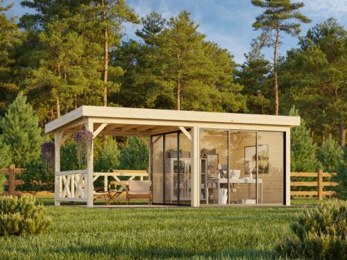 Zahradní domek Lenna 16,6  m2 s posuvnými dveřmi (Set 403)