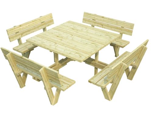 Dřevěný zahradní párty stůl s lavicemi PALMAKO ARTHUR - zelená impregnace