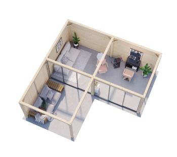 Zahradní domek s pergolou Bianca 24,9 m2  (s posuvnými dveřmi) - Set 214 (2)
